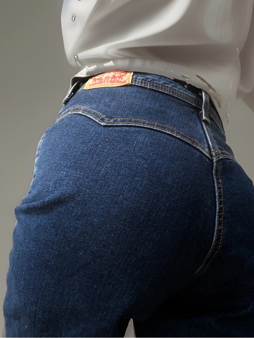 Womens Levi’s RibCage Straight Jeans Size 10 30 Yoke High Rise Buttonfly Blue